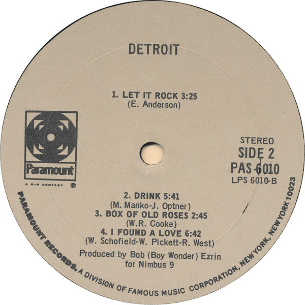 Detroit With Mitch Ryder - Detroit (VG+) (Vinyl LP)