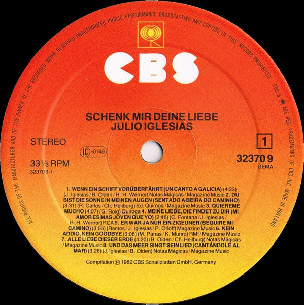 Iglesias, Julio - Schenk Mir Deine Liebe (VG+) (Vinyl LP)