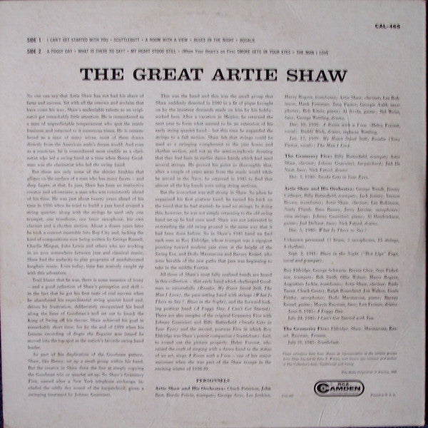 Shaw, Artie - The Great Artie Shaw (Vinyl, VG+) (Vinyl LP)