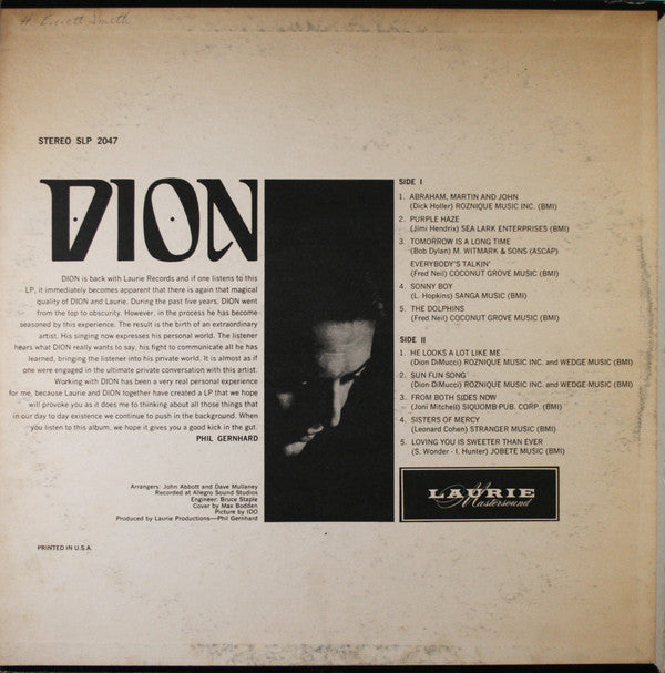 Dion  - Dion (VG) (Vinyl LP)