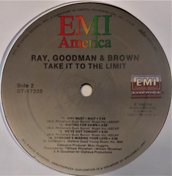 Ray, Goodman & Brown - Take It To The Limit (VG+) (Vinyl LP)