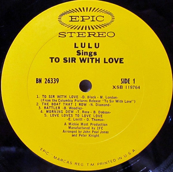 Lulu - Lulu Sings To Sir With Love (VG) (Vinyl LP)