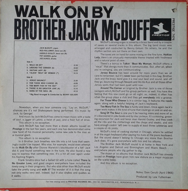McDuff, Brother Jack - Walk On By (VG+) (Vinyl LP)