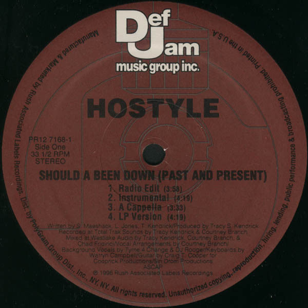 Hostyle  - Should A Been Down (Past And Present) (VG+) (Vinyl LP)