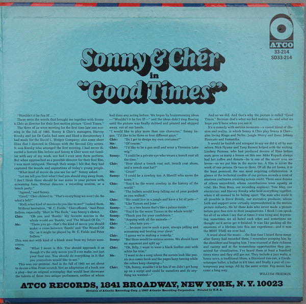 Good Times (Original Film Soundtrack) - Sonny & Cher (VG+) (Vinyl LP)