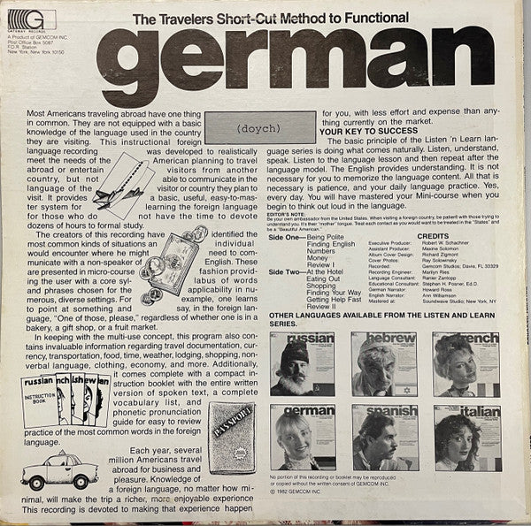 Travelers Short-Cut Method To Functional German (Vinyl, VG+) (Vinyl LP)