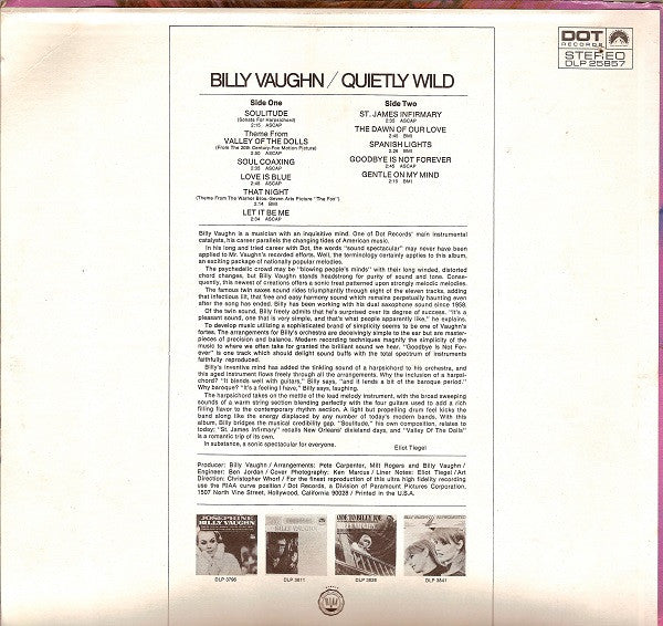 Vaughn, Billy - Quietly Wild (VG+) (Vinyl LP)