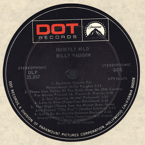 Vaughn, Billy - Quietly Wild (VG+) (Vinyl LP)