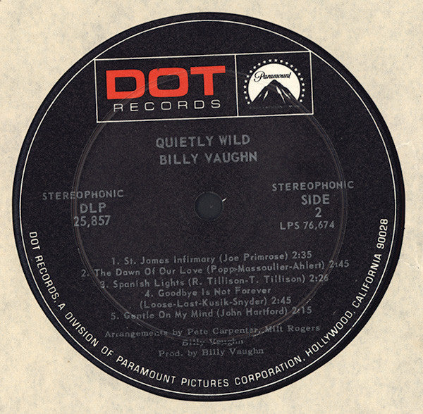 Vaughn, Billy - Quietly Wild (VG+) (Vinyl LP)