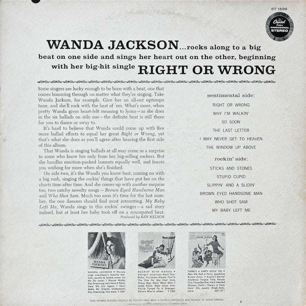Jackson, Wanda - Right Or Wrong (G+) (Vinyl LP)