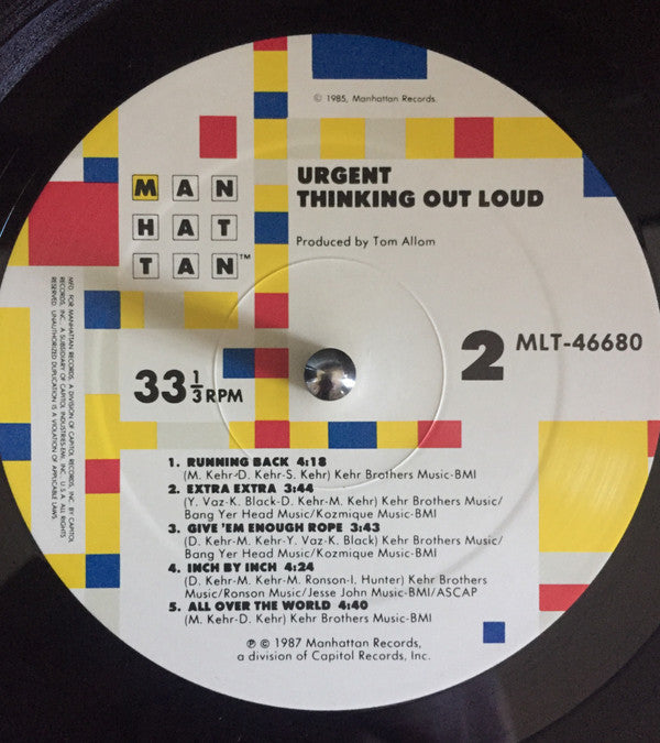 Urgent  - Thinking Out Loud (VG+) (Vinyl LP)