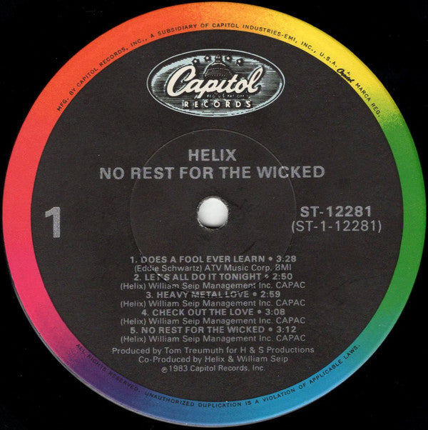 Helix - No Rest For The Wicked (NM or M-) (Vinyl LP)