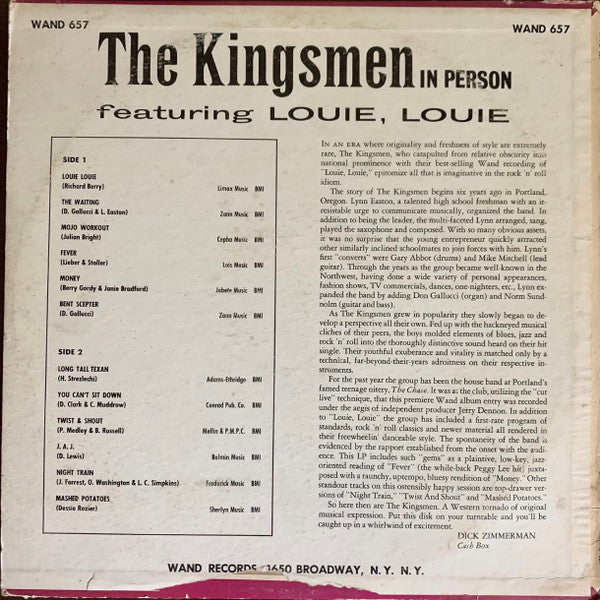 Kingsmen - The Kingsmen In Person Featuring Louie, Louie (G+) (Vinyl LP)