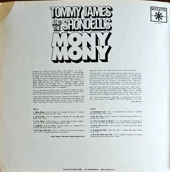 James, Tommy And The Shondells - Mony Mony (VG) (Vinyl LP)