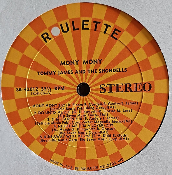 James, Tommy And The Shondells - Mony Mony (VG) (Vinyl LP)