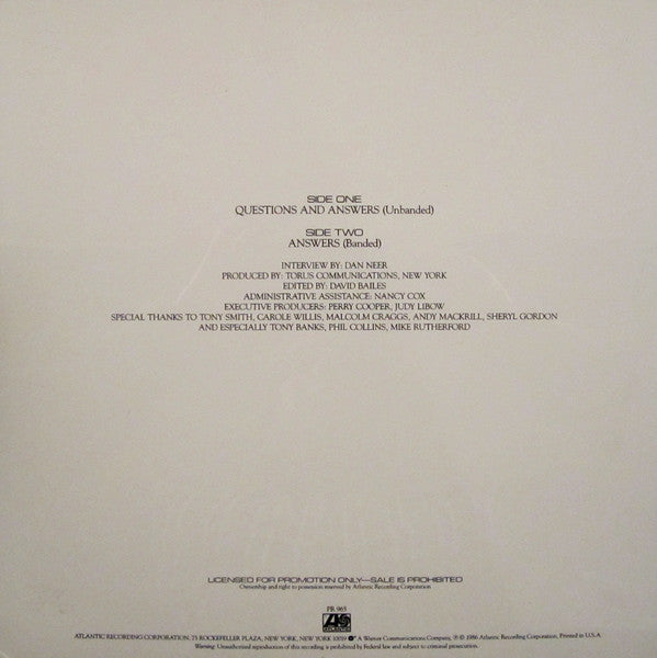Genesis - Tonight, Tonight, Tonight Exclusive Candid Interview (Vinyl, VG+) (Vinyl LP)