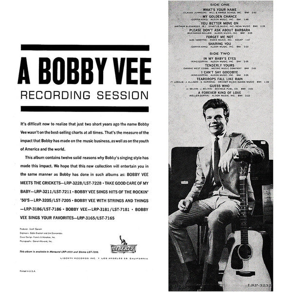 Vee, Bobby - A Bobby Vee Recording Session (VG) (Vinyl LP)