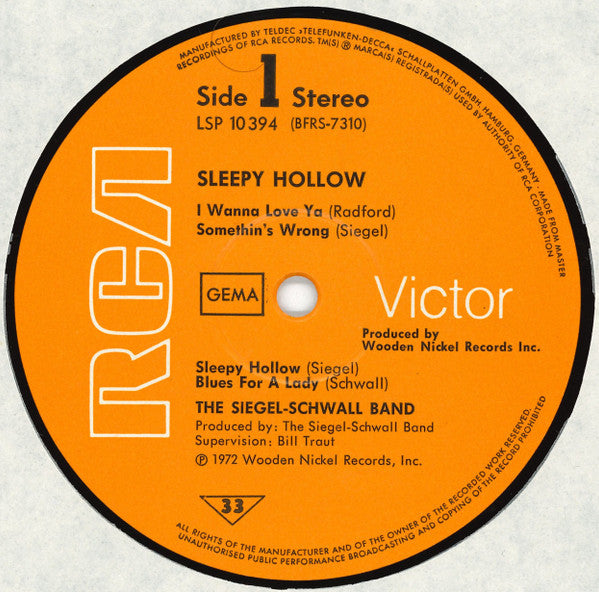 Siegel-Schwall Band - Sleepy Hollow (Vinyl, VG+) (Vinyl LP)