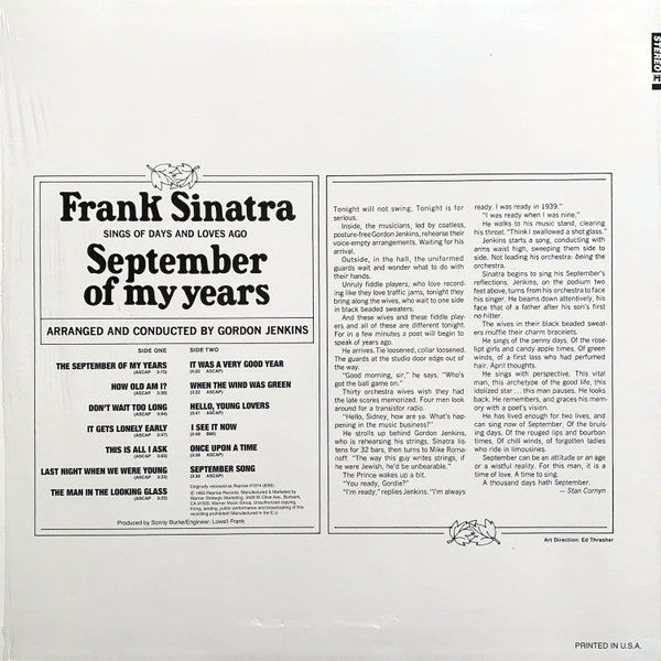 Sinatra, Frank - September Of My Years (Vinyl, VG+) (Vinyl LP)