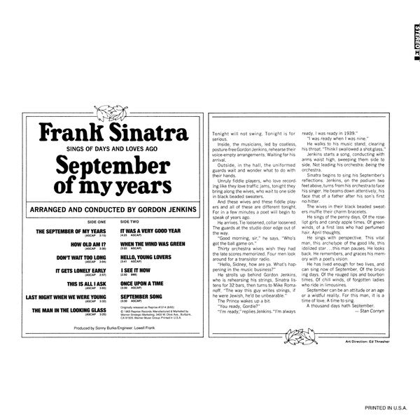 Sinatra, Frank - September Of My Years (Vinyl, VG+) (Vinyl LP)