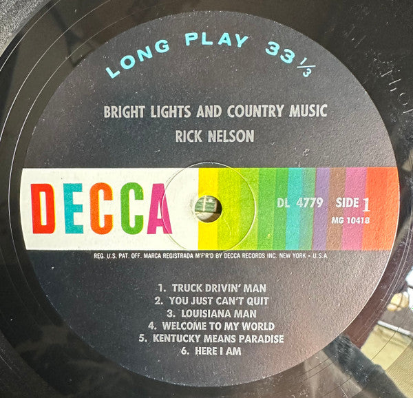 Nelson, Ricky - Bright Lights And Country Music  (VG+) (Vinyl LP)