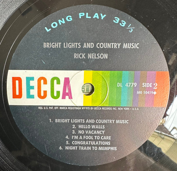 Nelson, Ricky - Bright Lights And Country Music  (VG+) (Vinyl LP)
