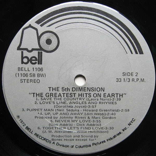 5th Dimension - The Greatest Hits On Earth (Vinyl, VG+) (Vinyl LP)