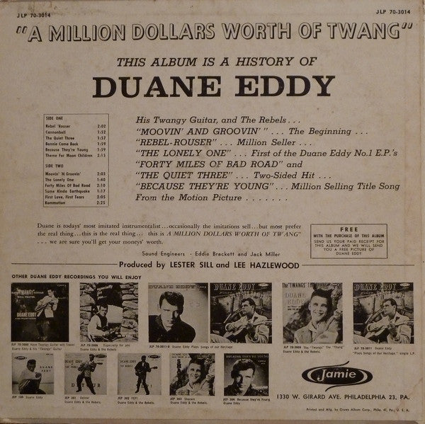 Eddy, Duane His "Twangy" Guitar & The Rebels - $1,000,000.00 Worth Of Twang (VG+) (Vinyl LP)