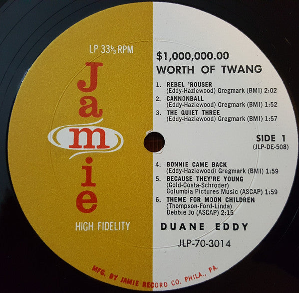 Eddy, Duane His "Twangy" Guitar & The Rebels - $1,000,000.00 Worth Of Twang (VG+) (Vinyl LP)