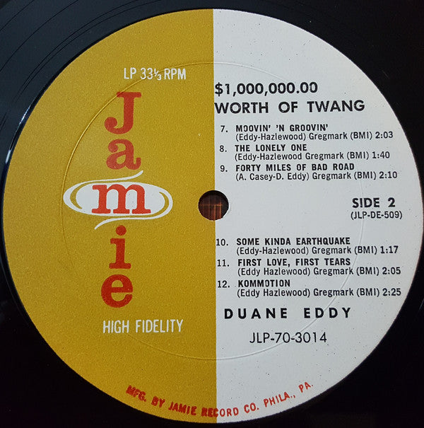 Eddy, Duane His "Twangy" Guitar & The Rebels - $1,000,000.00 Worth Of Twang (VG+) (Vinyl LP)