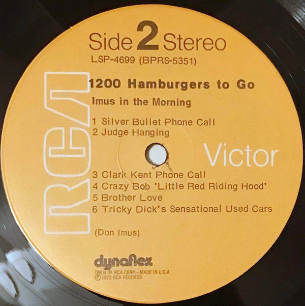 Imus In The Morning - 1200 Hamburgers To Go (VG+) (Vinyl LP)
