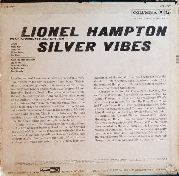 Hampton, Lionel - Silver Vibes With Trombones And Rhythm (VG+) (Vinyl LP)