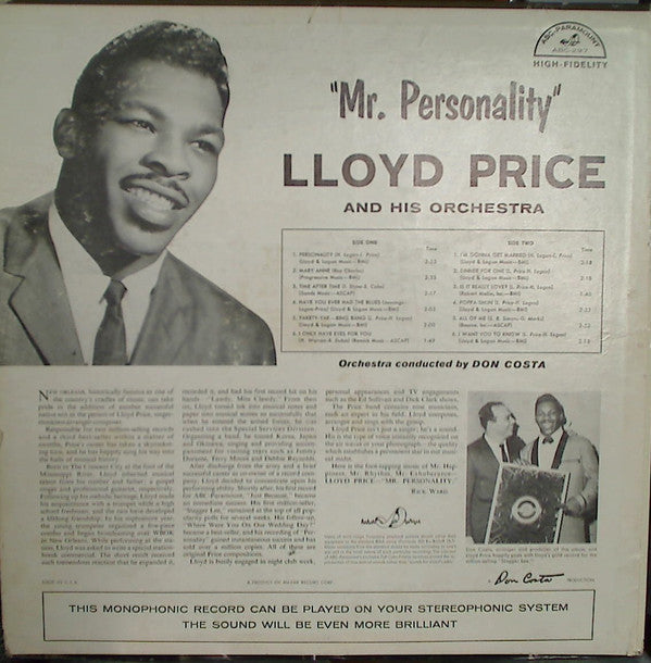 Price, Lloyd - Mr. "Personality" (VG) (Vinyl LP)