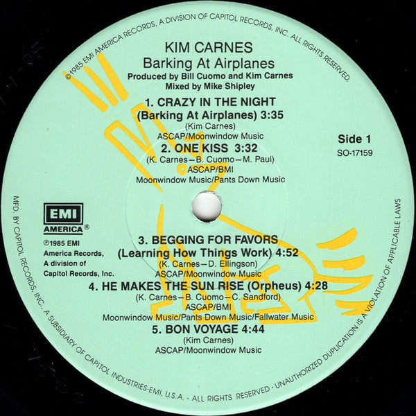 Carnes, Kim - Barking At Airplanes (VG+) (Vinyl LP)