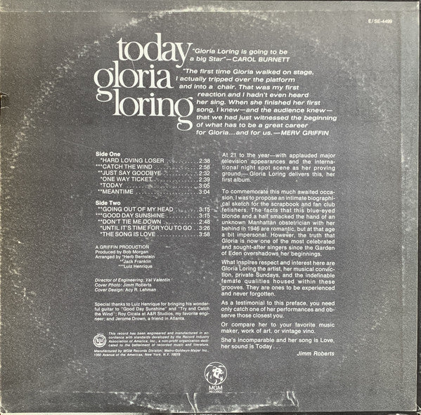 Loring, Gloria - Today (Vinyl, G+) (Vinyl LP)