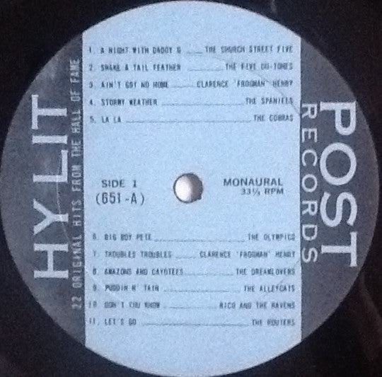 Various - Hy Lit Presents 22 Original Hits From The Hall Of Fame!! (VG) (Vinyl LP)
