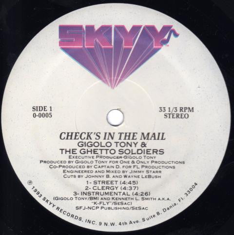 Gigolo Tony & The Ghetto Soldiers - Check's In The Mail / The Whhipp (NM or M-) (Vinyl LP)