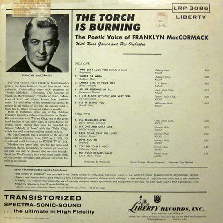 MacCormack, Franklyn With The Russell Garcia And His Orchestra - The Torch Is Burning (VG) (Vinyl LP)