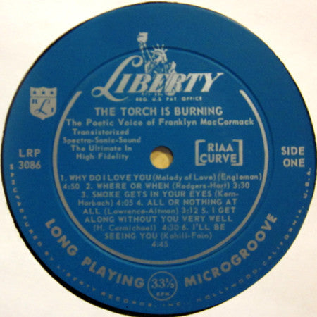 MacCormack, Franklyn With The Russell Garcia And His Orchestra - The Torch Is Burning (VG) (Vinyl LP)