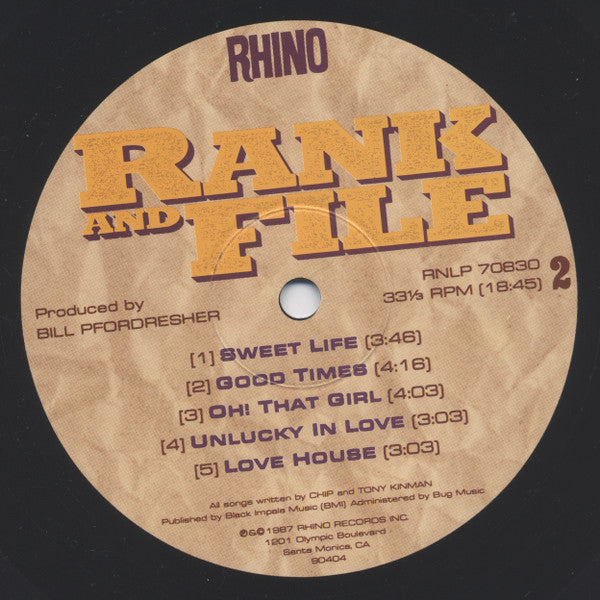 Rank & File - Rank And File (VG+) (Vinyl LP)