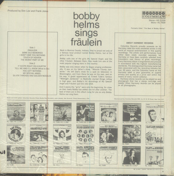 Helms, Bobby - Sings Fräulein (VG+) (Vinyl LP)