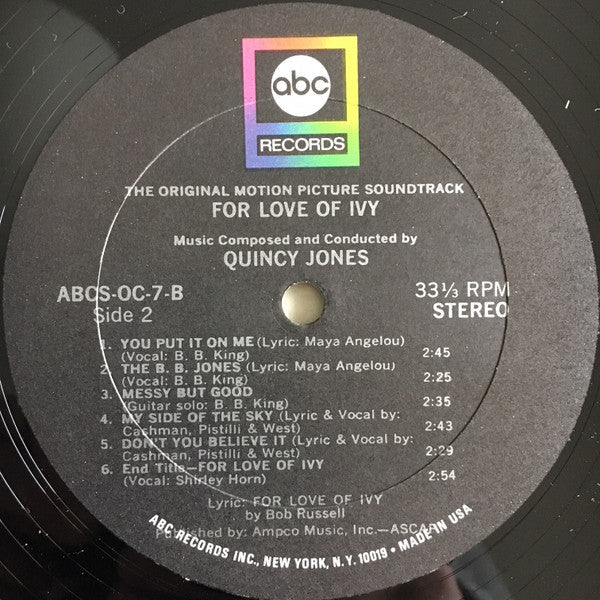For Love Of Ivy (The Original Motion Picture Soundtrack) - Jones, Quincy (VG) (Vinyl LP)