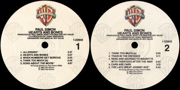 Simon, Paul - Hearts And Bones (Vinyl, VG+) (Vinyl LP)