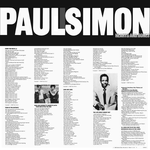 Simon, Paul - Hearts And Bones (Vinyl, VG+) (Vinyl LP)