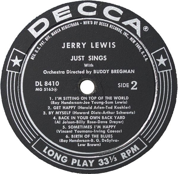 Lewis, Jerry - Just Sings (VG) (Vinyl LP)