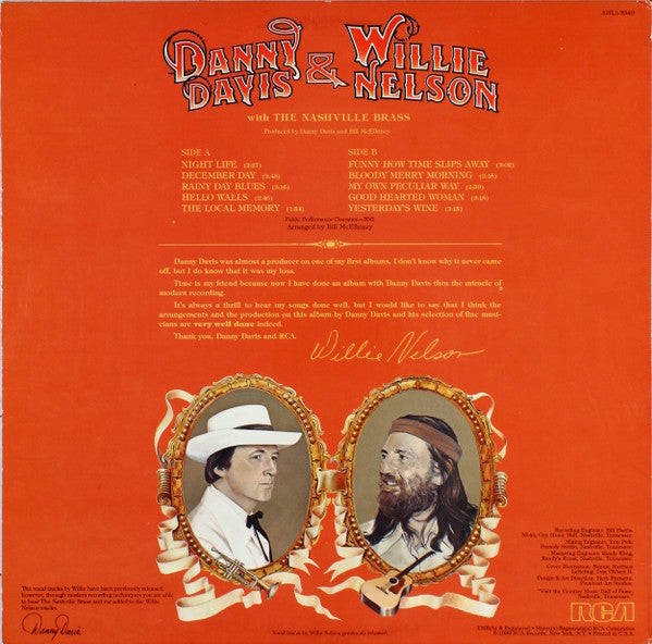 Davis, Danny & Willie Nelson With The Nashville Brass - Danny Davis & Willie Nelson With The Nashville Brass (Vinyl, VG+) (Vinyl LP)