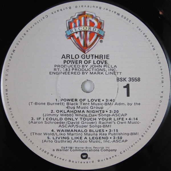 Guthrie, Arlo - Power Of Love (VG+) (Vinyl LP)