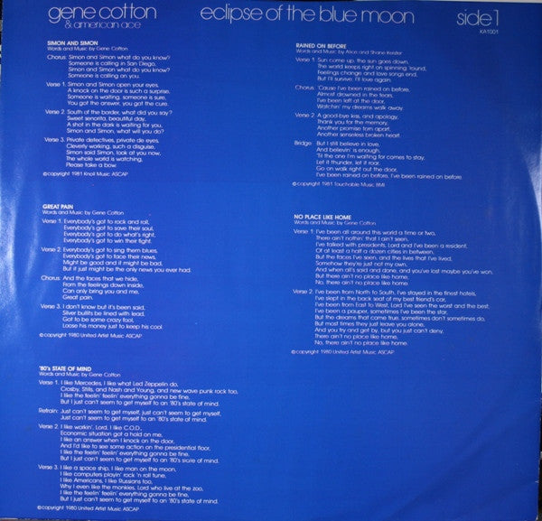 Cotton, Gene - Eclipse Of The Blue Moon (VG+) (Vinyl LP)