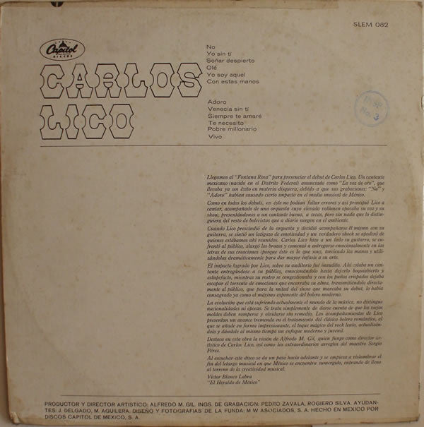 Lico, Carlos - No No No No No No (NM or M-) (Vinyl LP)
