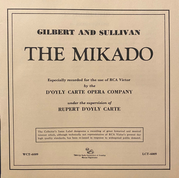 Gilbert and Sullivan - D'Oyly Carte Opera Company Under The Direction Of Rupert D'Oyly Carte Symphony Orchestra & Chorus Conducted By Isidore Godfrey - The Mikado (VG+) (Vinyl LP)